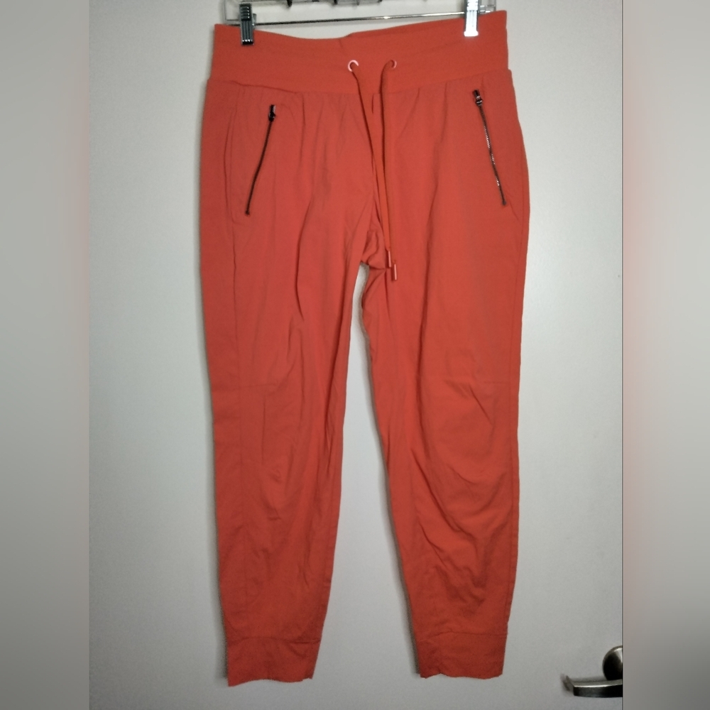 Athleta (Size 8) Orange Drawstring Waistband Zip Pockets Pull-on Jogger Pants